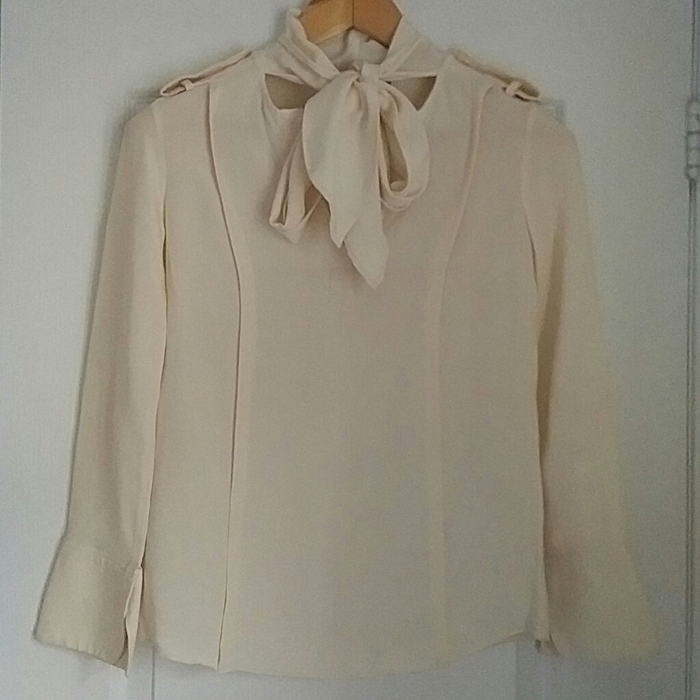 🎀 DEREK LAM - Italian silk bow blouse